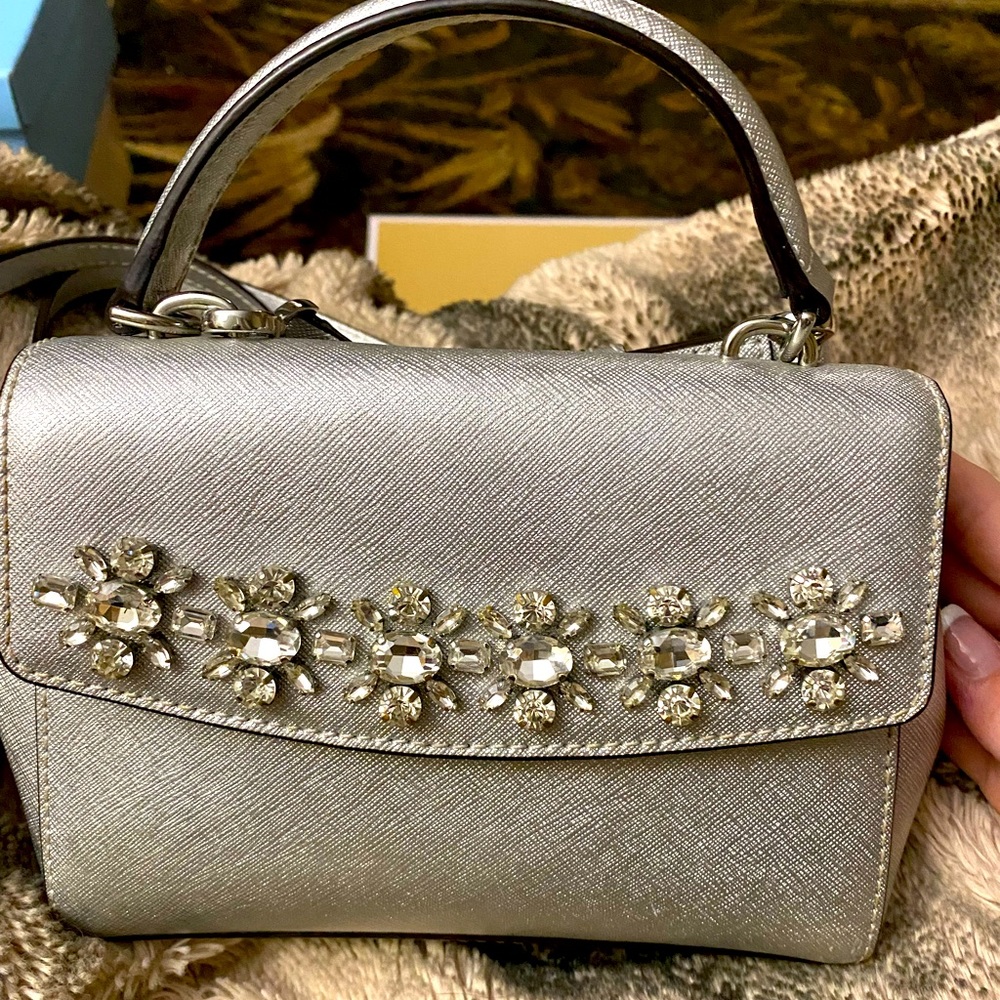 Micheal kors embellished silver crossbody